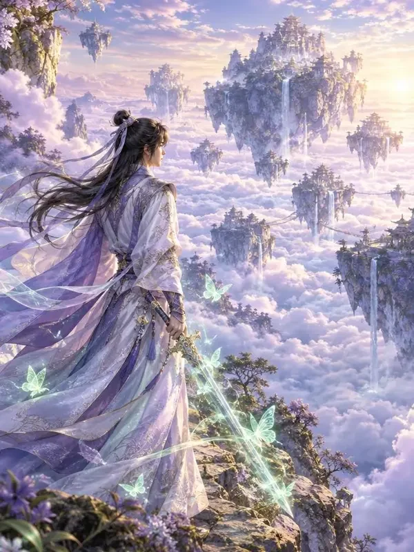 黄果新网《执剑赴山海》封面，仙侠少年御剑山海的恢弘画面